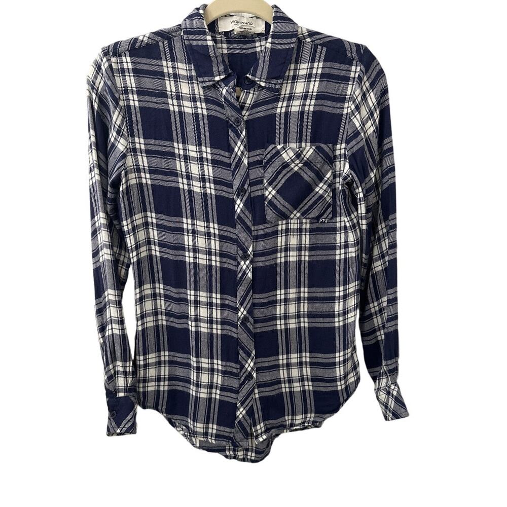 Workshop Nordstrom Flannel Fall Long Sleeve Button Down Shirt Size Women's XS - Picture 2 of 2